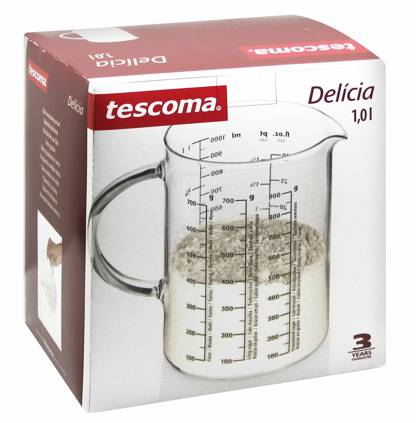 Tescoma Glas-Messbecher 1 Liter Glasmessbecher Messbecher hitzebeständig 1000ml