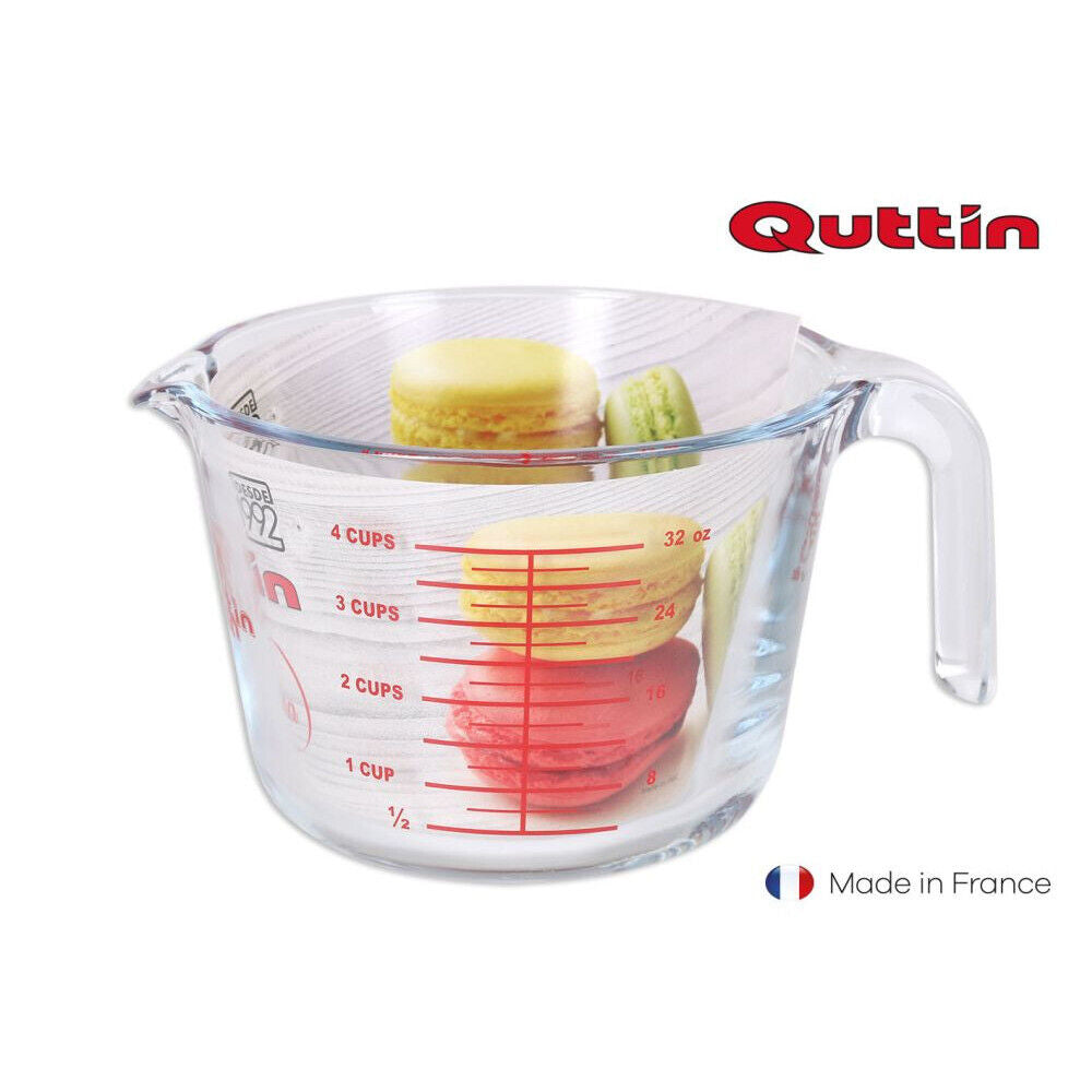 Quttin Glas-Messbecher 1 Liter Glasmessbecher Messbecher hitzebeständig 1000ml