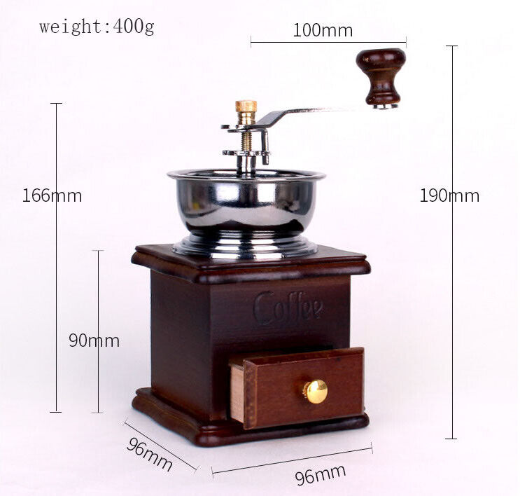 Kaffeemühle manuell Retro-Stil Keramikmahlwerk für Kaffeebohnen Pfeffer, Gewürze