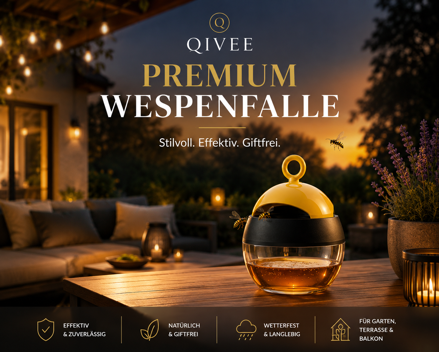 2x Wespenfalle Insektenfalle Fliegenfalle Tisch Haus Garten Wespenabwehr Qivee®