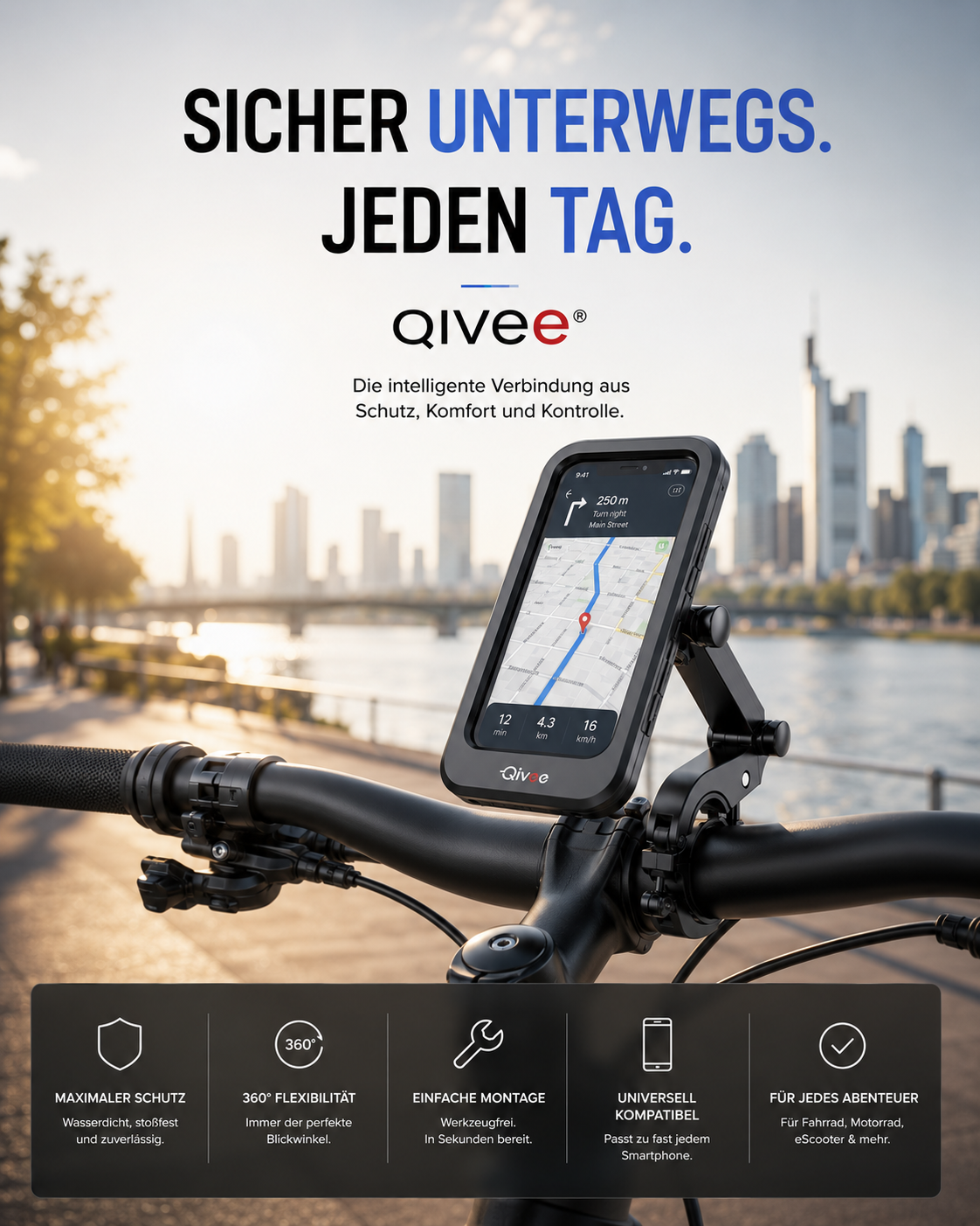 Fahrrad Motorrad Handy Halterung Halter Smartphone Wasserdicht bis 6,7 Zoll 360°