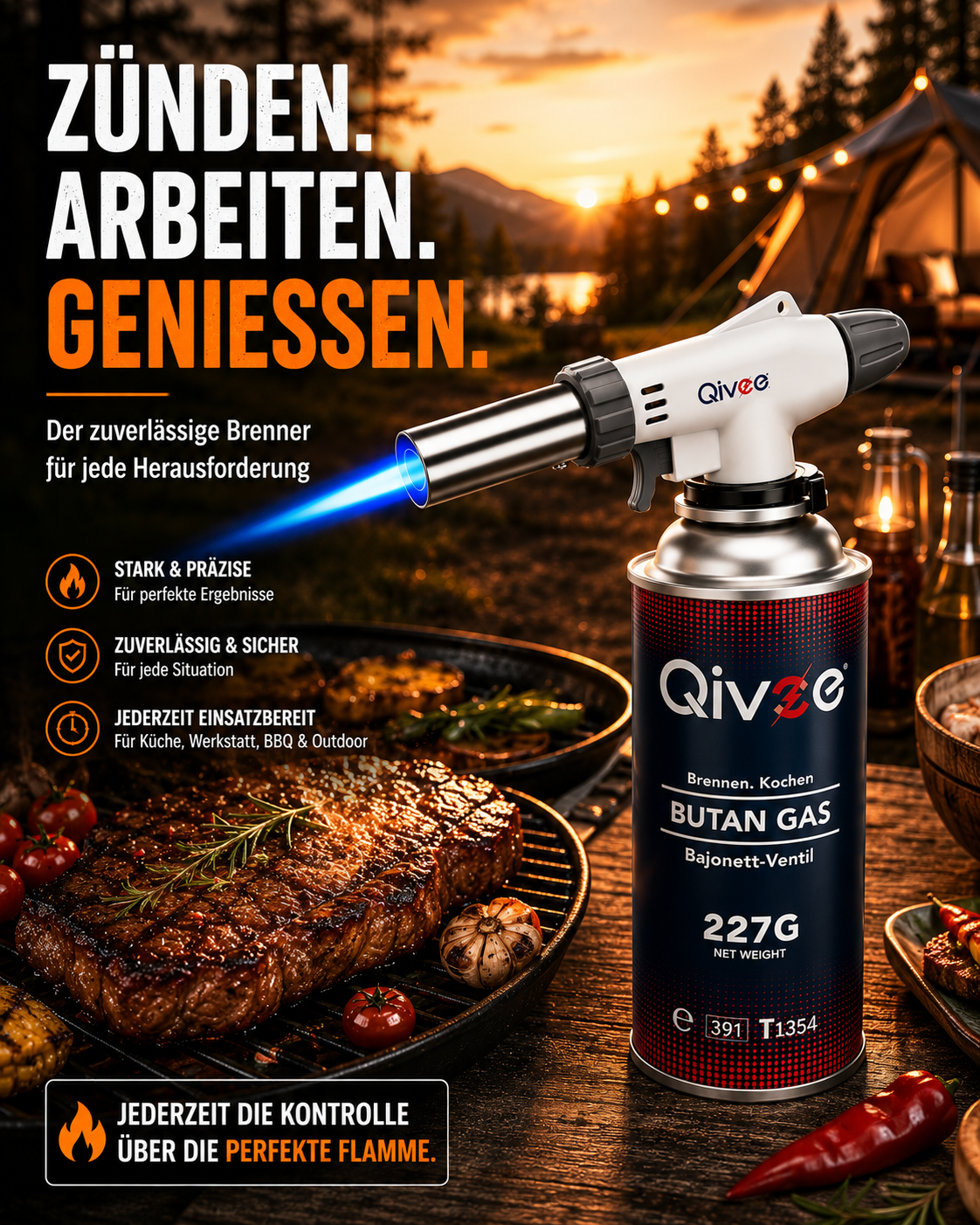 Gasbrenner Bunsenbrenner Lötlampe Löt-Brenner Gasanzünder + Gaskartuschen 227g