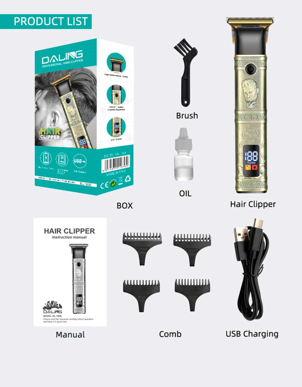 Profi Bart Trimmer Haarschneider Rasierer Haarschneidemaschine Clipper Hair Akku