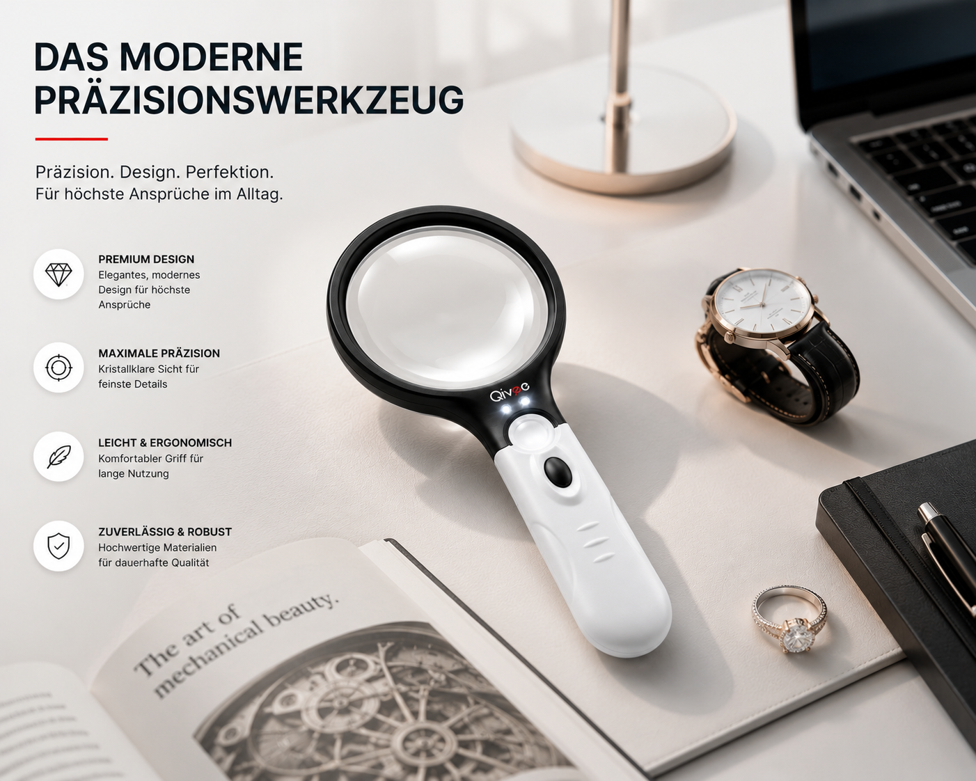LED Lupe Leselupe mit Licht Beleuchtung 10-fach Vergrößerungsglas Juwelierlupe