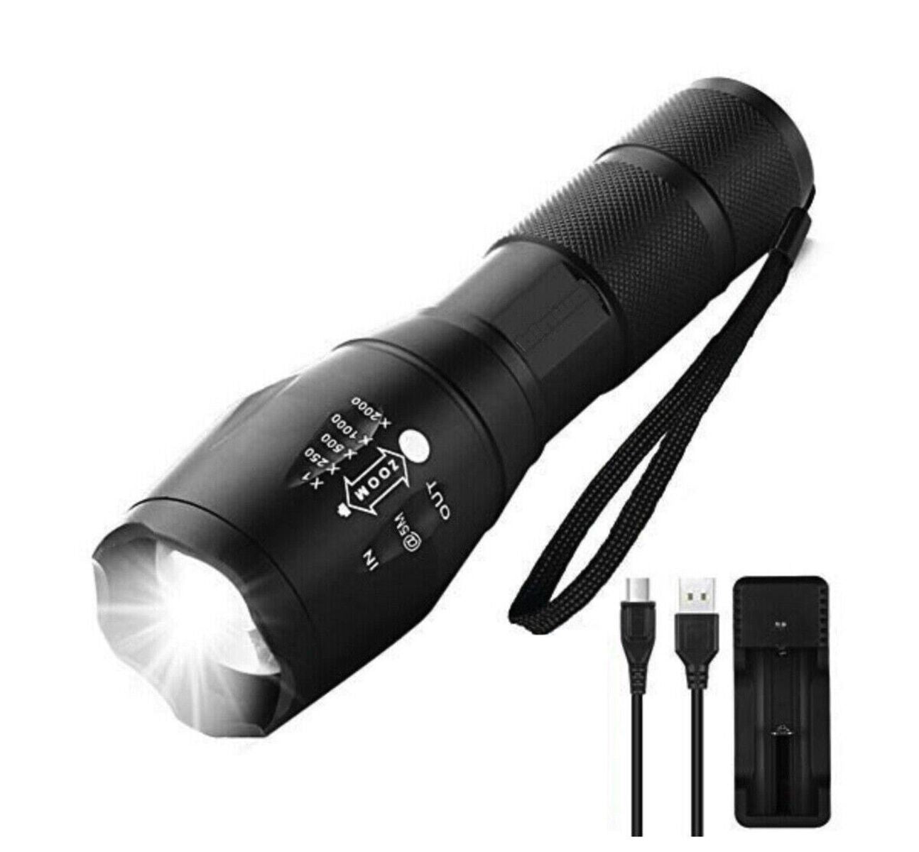LED Taschenlampe Polizei Swat wiederaufladbar Zoom Power inkl. Akku Ladegerät