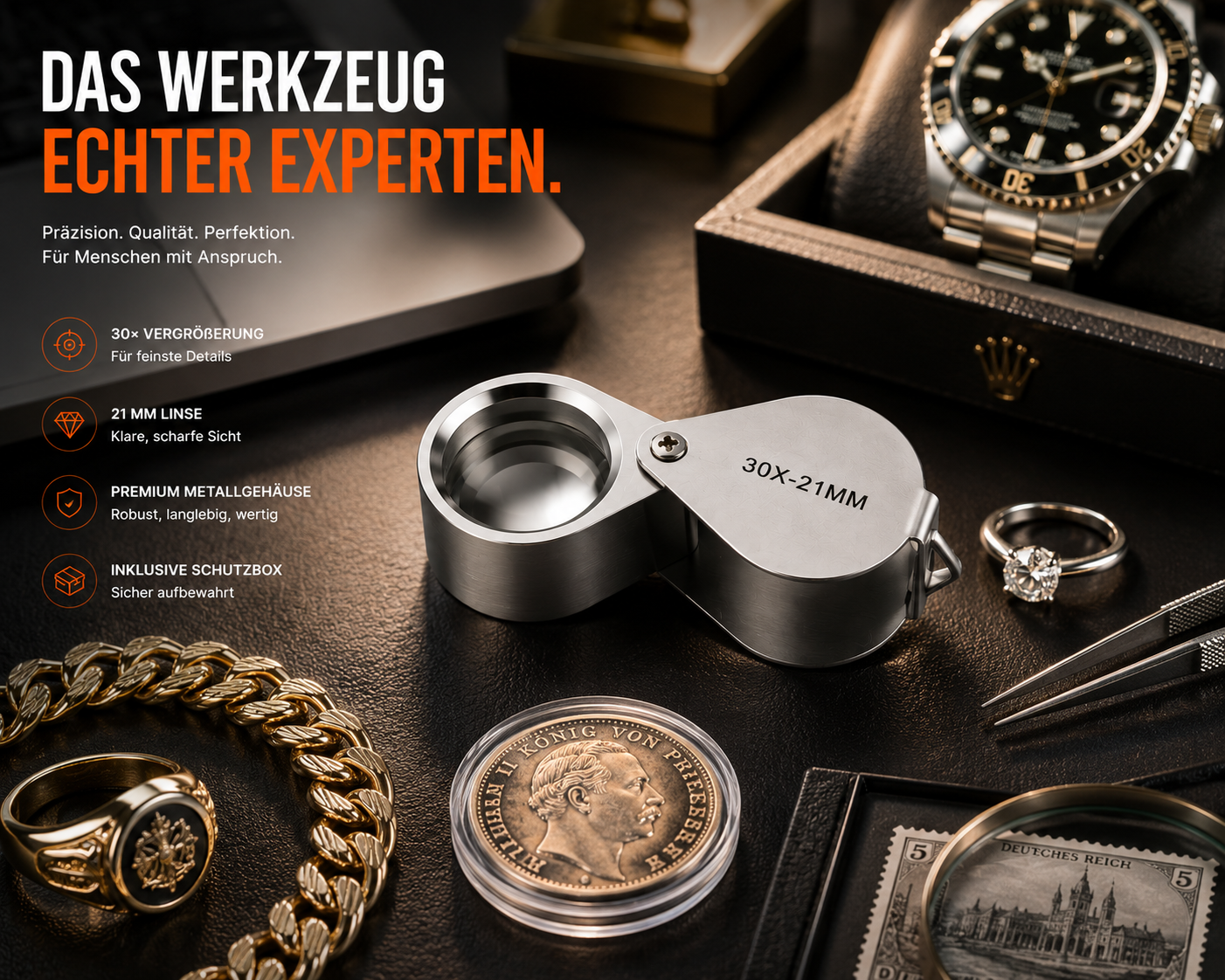 Lupe Leselupe 30 Fach Vergrößerung Vergrößerungsglas Handlupe Juwelierlupe Mini