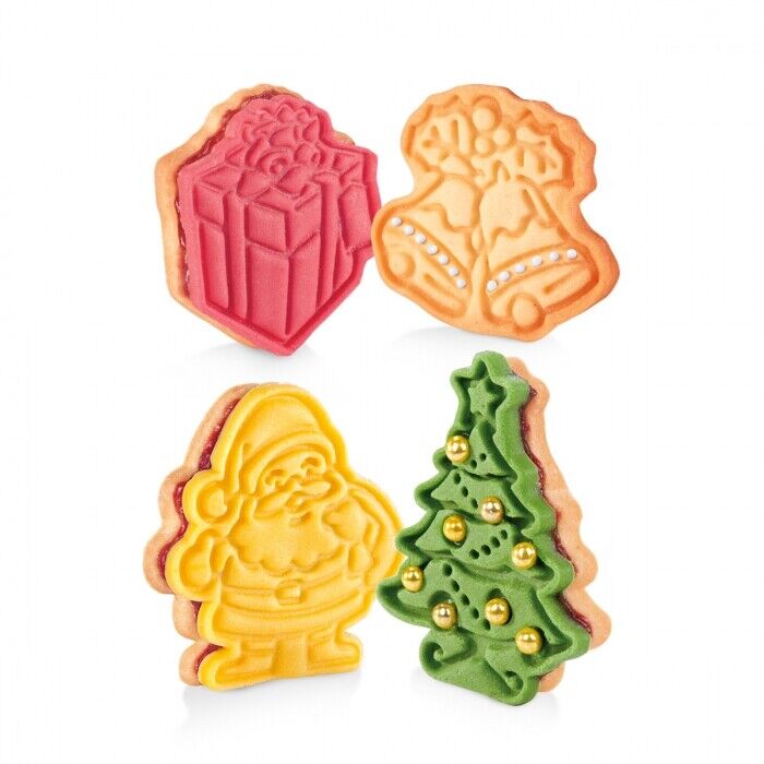 Tescoma Ausstecher mit Stempel für Kekse Plätzchen Weihnachten 4er Set Keksform