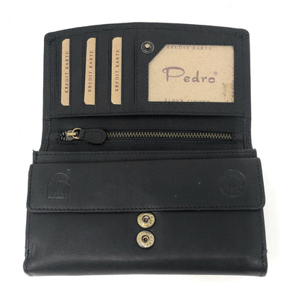 Echt Leder Geldbörse Damen Geldbeutel Luxus Büffelleder Portemonnaie Brieftasche