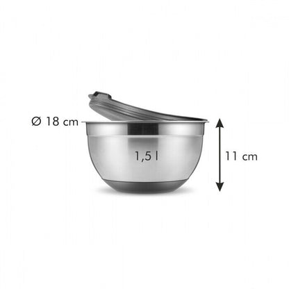Rührschüssel + DECKEL Edelstahl Küchenschüssel Schüssel Salatschüssel  ø 16 cm