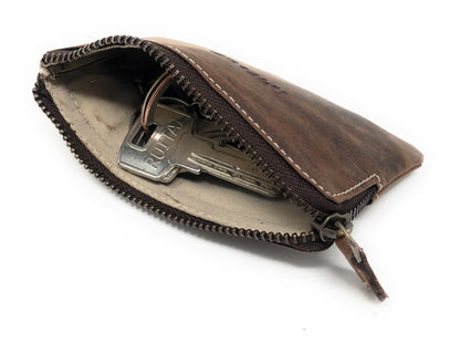 LozanO Schlüsseletui Büffel Leder Schlüsseltasche Schlüsselmappe braun Vintage