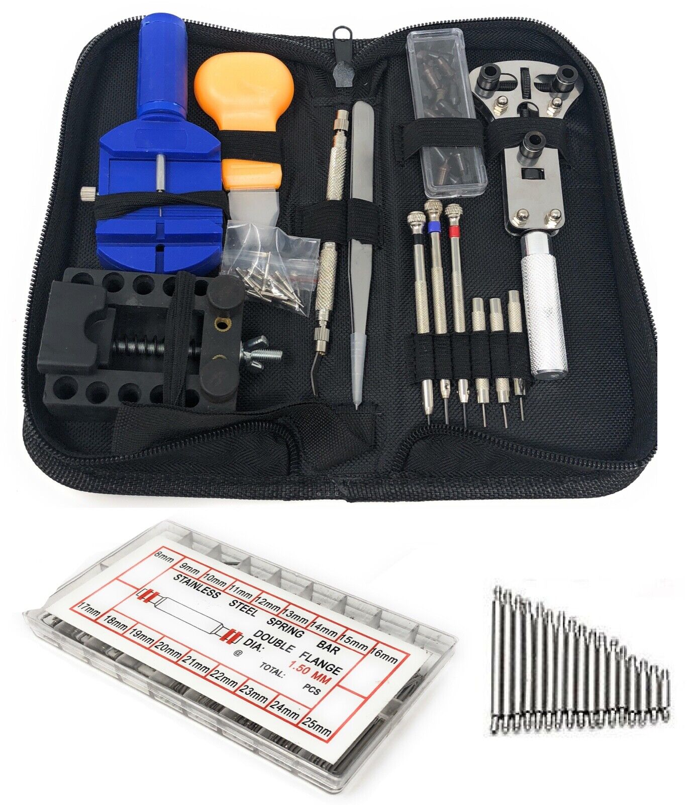 Mega Uhrmacherwerkzeug Set + Federstege 9-25mm Reparaturset Uhren Werkzeug Neu