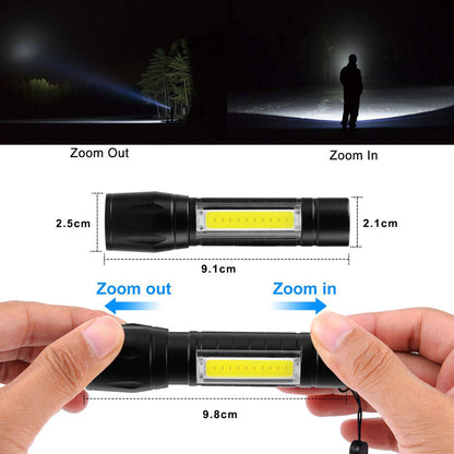 MINI Taschenlampe LED Cree Zoom Polizei 1000 Meter Leuchtweite inkl. Akku USB