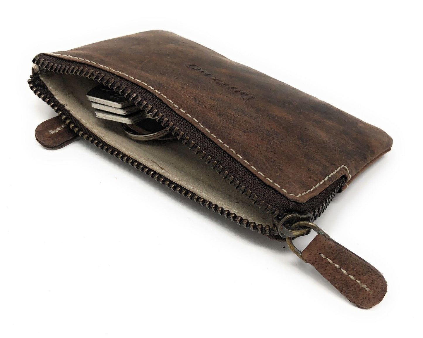 LozanO Schlüsseletui Büffel Leder Schlüsseltasche Schlüsselmappe braun Vintage