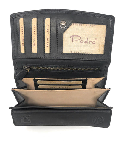 Echt Leder Geldbörse Damen Geldbeutel Luxus Büffelleder Portemonnaie Brieftasche