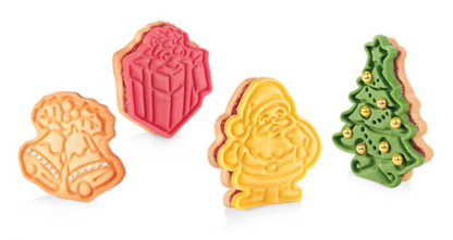 Tescoma Ausstecher mit Stempel für Kekse Plätzchen Weihnachten 4er Set Keksform
