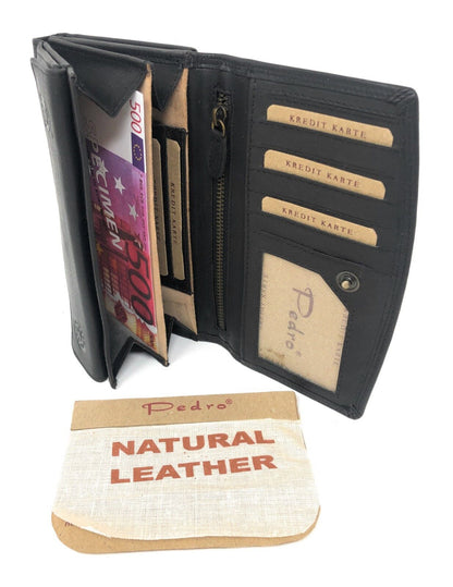 Echt Leder Geldbörse Damen Geldbeutel Luxus Büffelleder Portemonnaie Brieftasche
