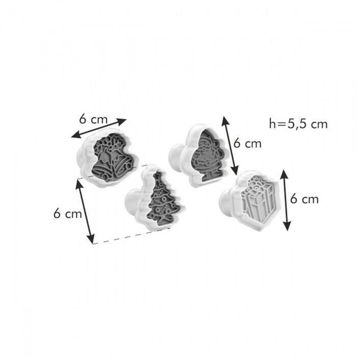 Tescoma Ausstecher mit Stempel für Kekse Plätzchen Weihnachten 4er Set Keksform