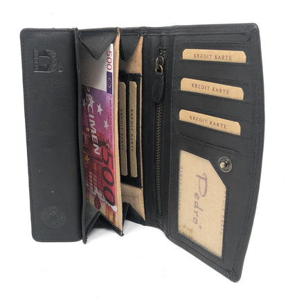 Echt Leder Geldbörse Damen Geldbeutel Luxus Büffelleder Portemonnaie Brieftasche
