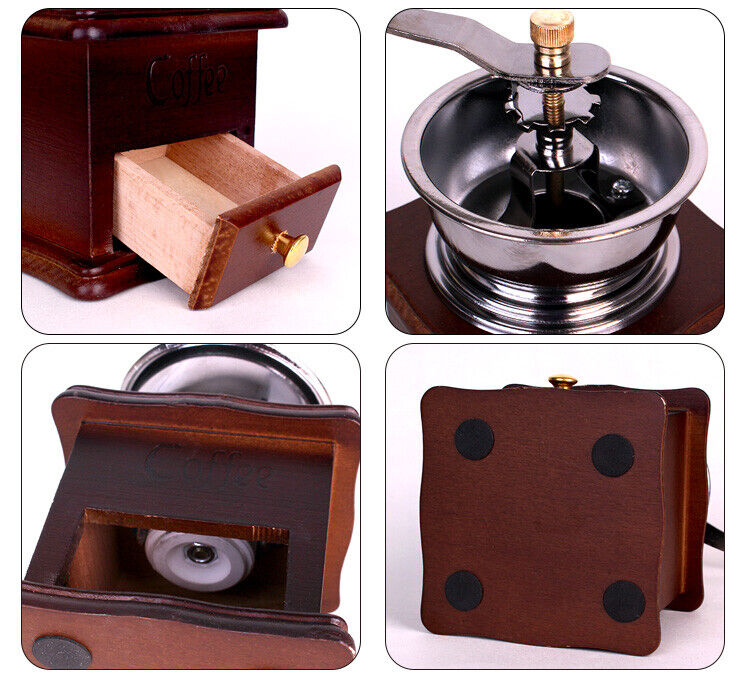Kaffeemühle manuell Retro-Stil Keramikmahlwerk für Kaffeebohnen Pfeffer, Gewürze