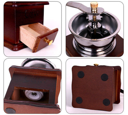 Kaffeemühle manuell Retro-Stil Keramikmahlwerk für Kaffeebohnen Pfeffer, Gewürze