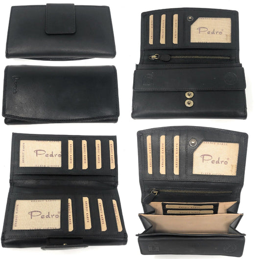 Echt Leder Geldbörse Damen Geldbeutel Luxus Büffelleder Portemonnaie Brieftasche