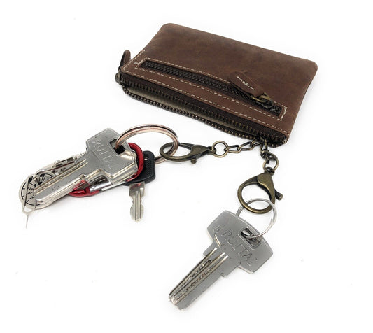 LozanO Schlüsseletui Büffel Leder Schlüsseltasche Schlüsselmappe braun Vintage