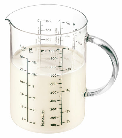 Tescoma Glas-Messbecher 1 Liter Glasmessbecher Messbecher hitzebeständig 1000ml