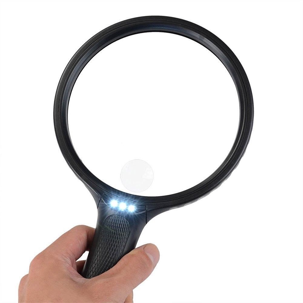 Profi Lupe Leselupe Vergrößerungsglas Jumbo Taschenlupe Juwelier Leuchtlupe LED