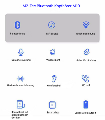 Kopfhörer Headset Bluetooth Ohrhörer Kabellos Stereo Wireless Bass Touch Control