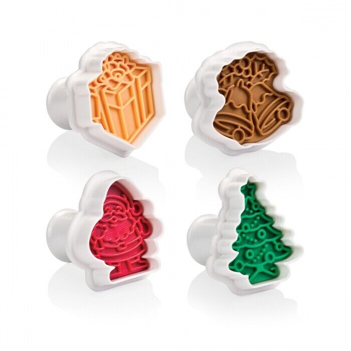 Tescoma Ausstecher mit Stempel für Kekse Plätzchen Weihnachten 4er Set Keksform