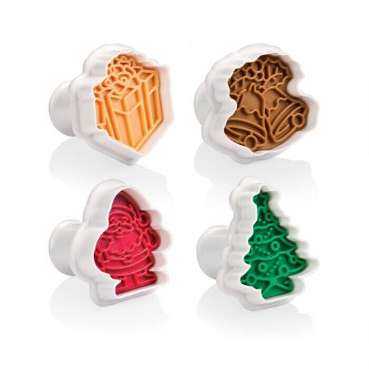 Tescoma Ausstecher mit Stempel für Kekse Plätzchen Weihnachten 4er Set Keksform