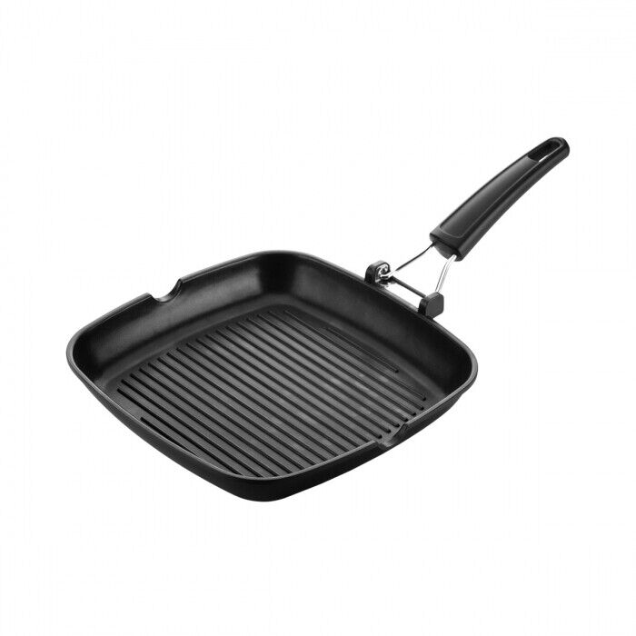 Tescoma Grillpfanne Bratpfanne PFANNE Ø 28x28 cm antihaft klappbarer Griff Guss