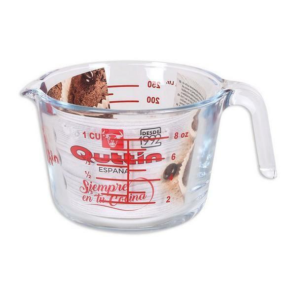 Quttin Glas-Messbecher 1/4 l Glasmessbecher Messbecher hitzebeständig 250ml 1Cup