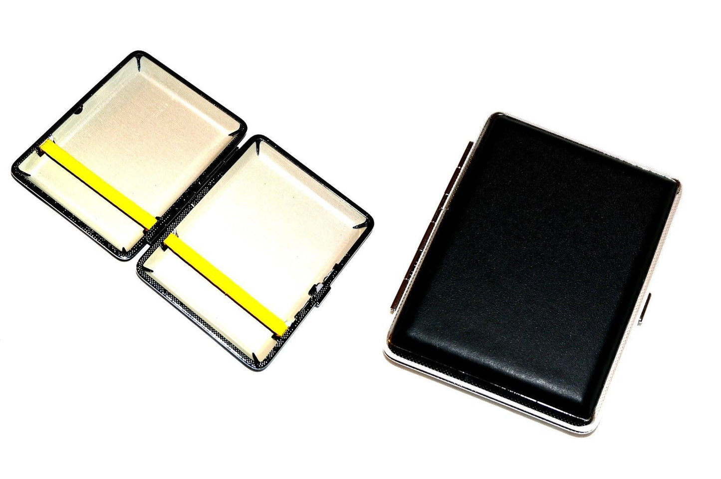 Leder Zigarettenetui Zigarettendose Edle Optik 20 Zigaretten Etui Box in Schwarz