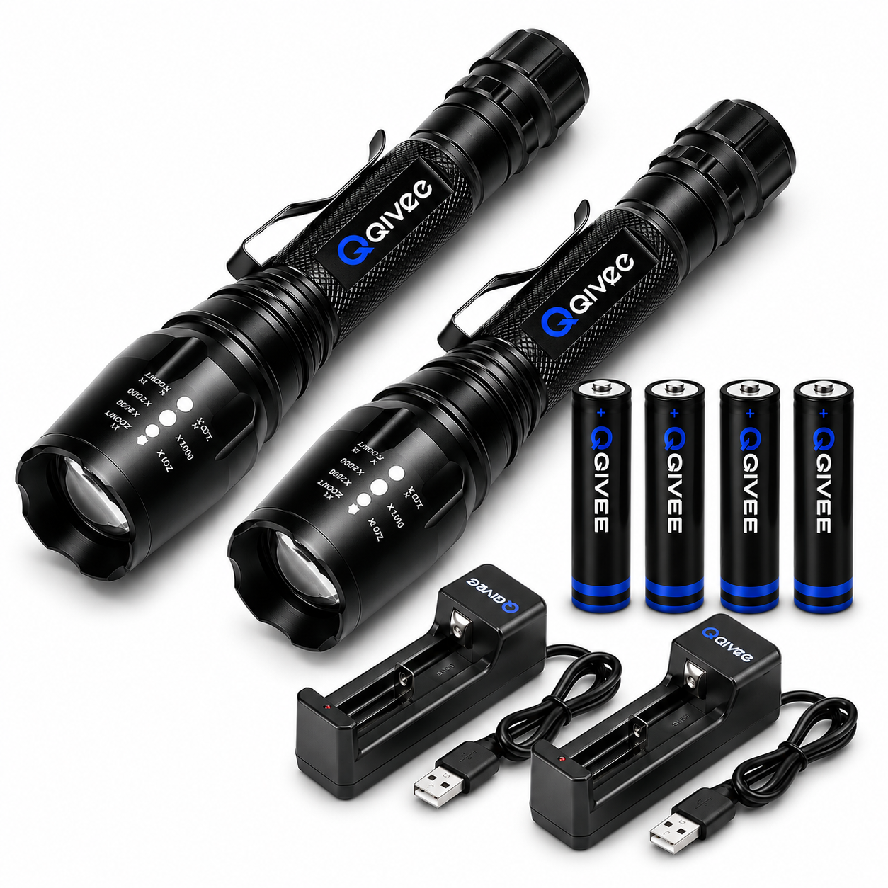 2x LED Taschenlampe Lampe 1km Leuchtweite Militär Taktische USB Wiederaufladbar