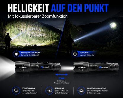 2x LED Taschenlampe Lampe 1km Leuchtweite Militär Taktische USB Wiederaufladbar