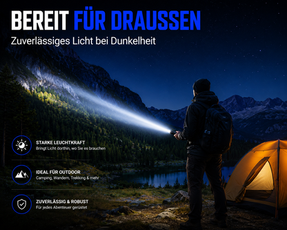 2x LED Taschenlampe Lampe 1km Leuchtweite Militär Taktische USB Wiederaufladbar