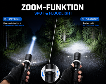 2x Led Taschenlampe Polizei Lampe Swat Cree Zoom 1000 m Leuchtweite 2x Akku