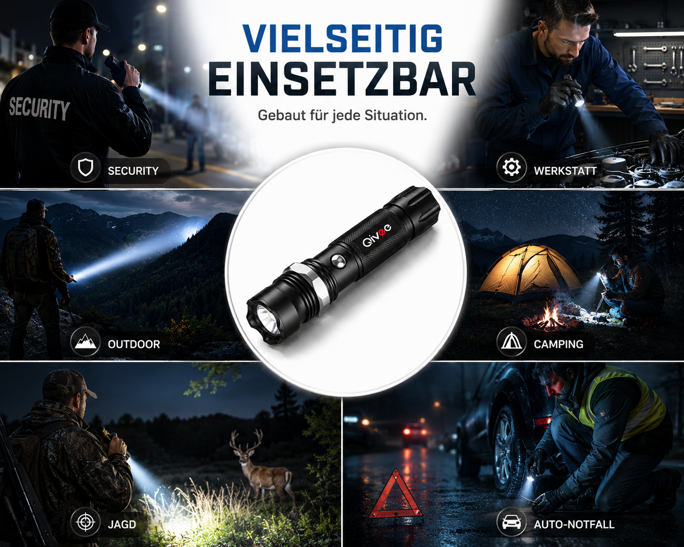 2x Led Taschenlampe Polizei Lampe Swat Cree Zoom 1000 m Leuchtweite 2x Akku