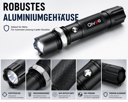 2x Led Taschenlampe Polizei Lampe Swat Cree Zoom 1000 m Leuchtweite 2x Akku