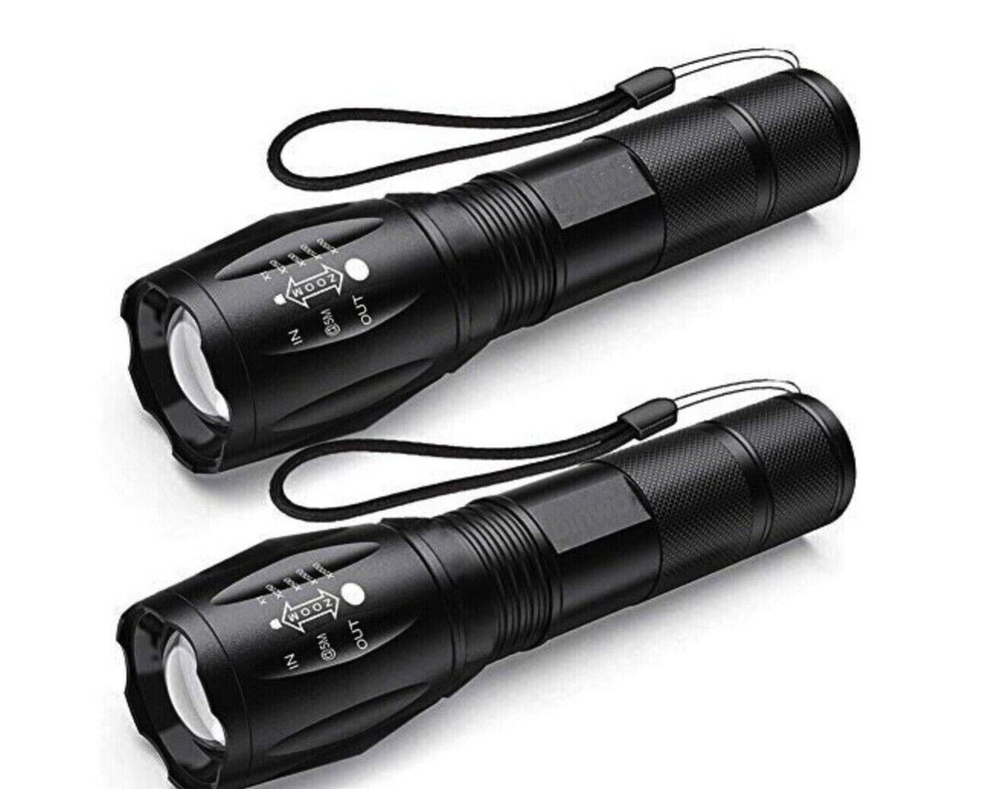 2x LED Taschenlampe Polizei Lampe wiederaufladbar Zoom PowerAkku Ladegerät Swat
