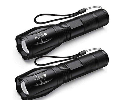2x LED Taschenlampe Polizei Lampe wiederaufladbar Zoom PowerAkku Ladegerät Swat