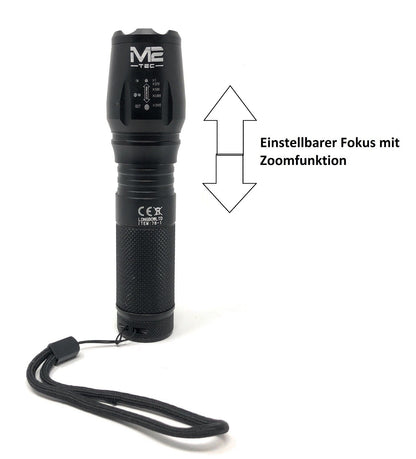 2x LED Taschenlampe Polizei Lampe wiederaufladbar Zoom PowerAkku Ladegerät Swat