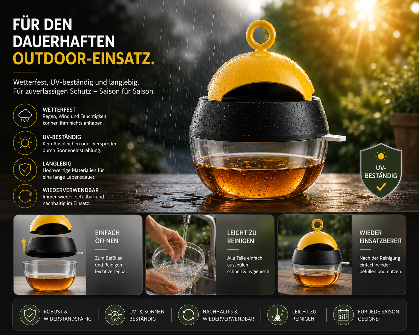 2x Wespenfalle Insektenfalle Fliegenfalle Tisch Haus Garten Wespenabwehr Qivee®