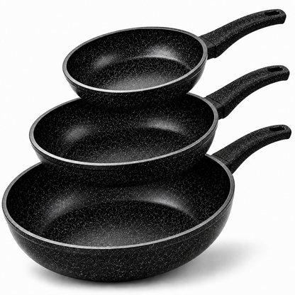 3er Pfannen-Set Bratpfannen-Set Induktion Antihaft 20/24/28 cm Granit Qivee®