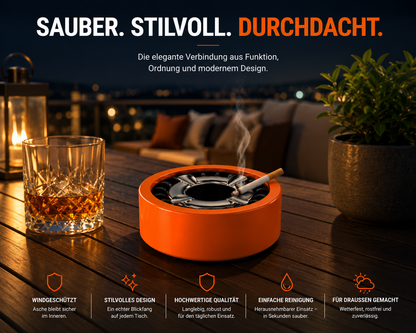 3x Aschenbecher Gluttöter Wind Balkon Bistro Rund Glut Killer Ascher Löscher Set