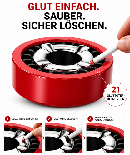3x Aschenbecher Gluttöter Wind Balkon Bistro Rund Glut Killer Ascher Löscher Set