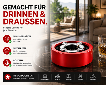 3x Aschenbecher Gluttöter Wind Balkon Bistro Rund Glut Killer Ascher Löscher Set