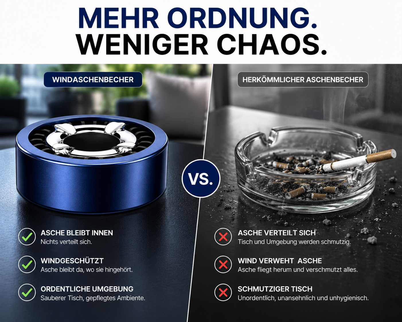 3x Aschenbecher Gluttöter Wind Balkon Bistro Rund Glut Killer Ascher Löscher Set