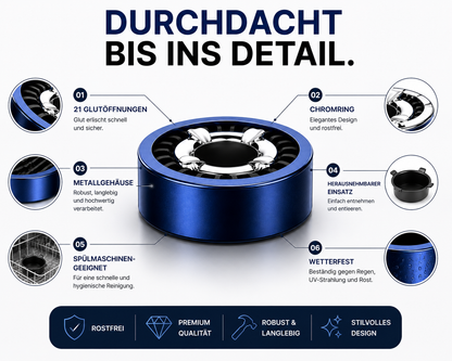 3x Aschenbecher Gluttöter Wind Balkon Bistro Rund Glut Killer Ascher Löscher Set